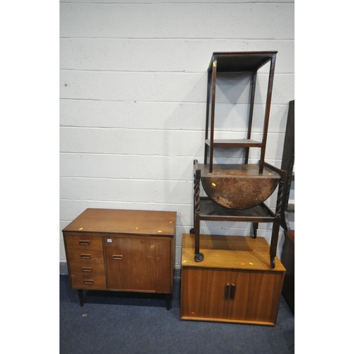 1275 - A SELECTION OF OCCASSIONAL FURNITURE, to include a mid-century teak cased singer 328k sewing machine... 