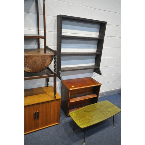 1275 - A SELECTION OF OCCASSIONAL FURNITURE, to include a mid-century teak cased singer 328k sewing machine... 