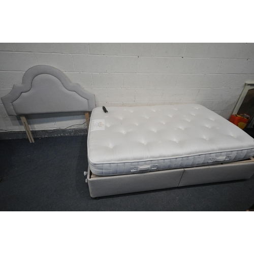 1287 - A HSL 4FT ELECTRIC DIVAN BED AND MATTRESS, along with a headboard (condition - some dirt marks)