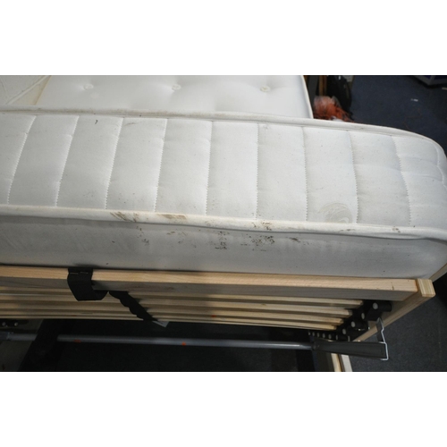 1287 - A HSL 4FT ELECTRIC DIVAN BED AND MATTRESS, along with a headboard (condition - some dirt marks)