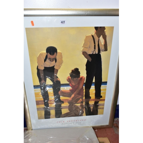 427 - A SMALL QUANTITY OF MODERN PRINTS TO INCLUDE JACK VETTRIANO, a Portland Gallery poster print 'Narcis... 