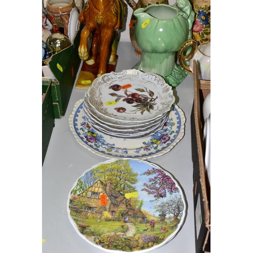 430 - THREE BOXES AND LOOSE ORNAMENTAL CERAMICE ETC, to include a Sylvac 1969 jug, Sylvac Poodle 3110,  Le... 