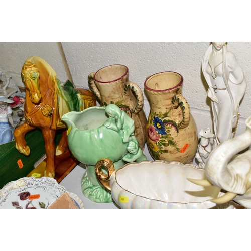 430 - THREE BOXES AND LOOSE ORNAMENTAL CERAMICE ETC, to include a Sylvac 1969 jug, Sylvac Poodle 3110,  Le... 