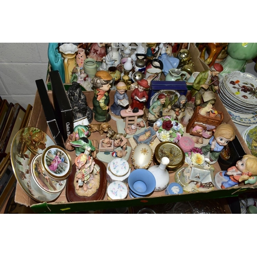 430 - THREE BOXES AND LOOSE ORNAMENTAL CERAMICE ETC, to include a Sylvac 1969 jug, Sylvac Poodle 3110,  Le... 