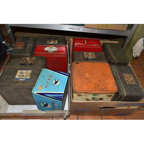 436 - VINTAGE CONFECTIONARY STORAGE TINS ETC, to include Blue Bird toffee, Nurse Grant's Clear Mints, Hack... 