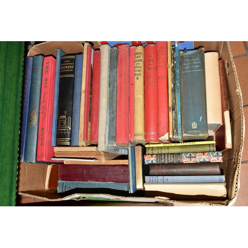 438 - FOUR BOXES OF VINTAGE BOOKS, subjects include religion, English and French language books, Charles D... 