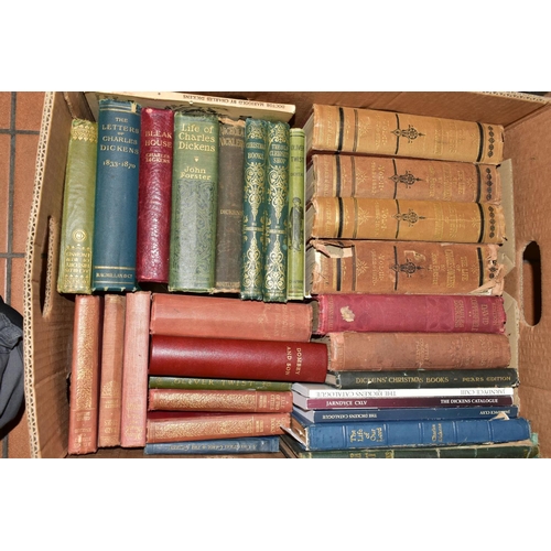 438 - FOUR BOXES OF VINTAGE BOOKS, subjects include religion, English and French language books, Charles D... 