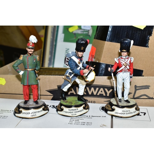 447 - TEN BOXED THE STADDEN COLLECTION 19TH CENTURY BRITISH MILITARY HAN PAINTED PEWTER FIGURES, comprisin... 