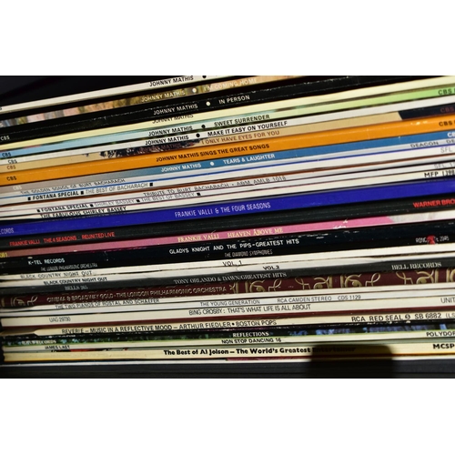 450 - NINE BOXES OF L.P AND 45RPM RECORDS, over one hundred and fifty L.P records from the 1960/1970's to ... 