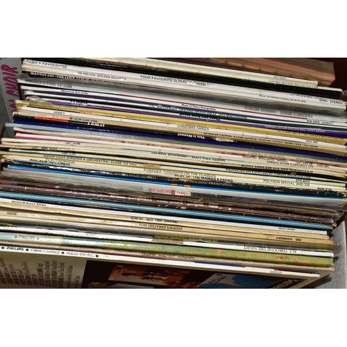 450 - NINE BOXES OF L.P AND 45RPM RECORDS, over one hundred and fifty L.P records from the 1960/1970's to ... 