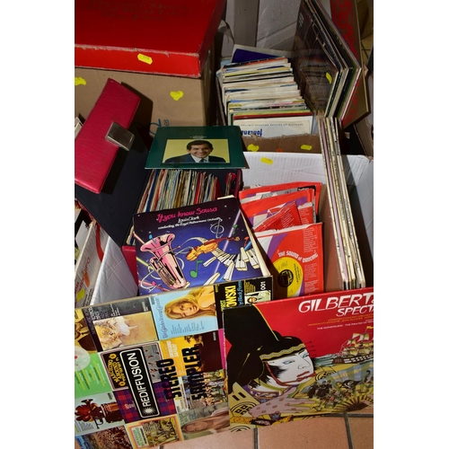 450 - NINE BOXES OF L.P AND 45RPM RECORDS, over one hundred and fifty L.P records from the 1960/1970's to ... 