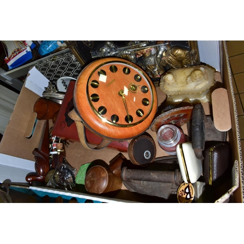 459 - THREE BOXES AND LOOSE TYPEWRITER, METAL WARES, CHRISTMAS DECORATIONS AND SUNDRY HOUSEHOLD ITEMS, to ... 