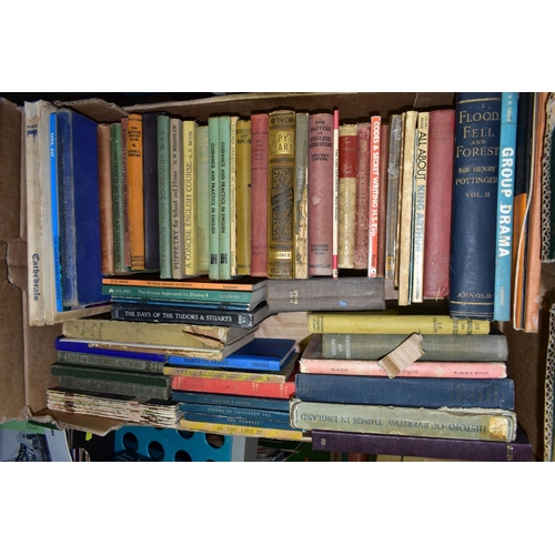 464 - BOOKS, seven boxes containing  titles in hardback and paperback format, subjects include English, Bi... 