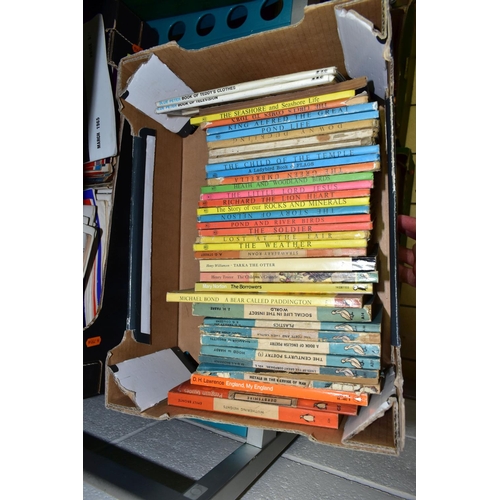 464 - BOOKS, seven boxes containing  titles in hardback and paperback format, subjects include English, Bi... 