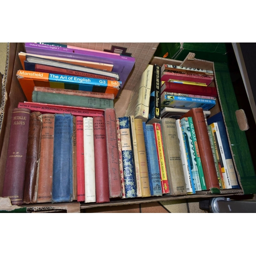 464 - BOOKS, seven boxes containing  titles in hardback and paperback format, subjects include English, Bi... 