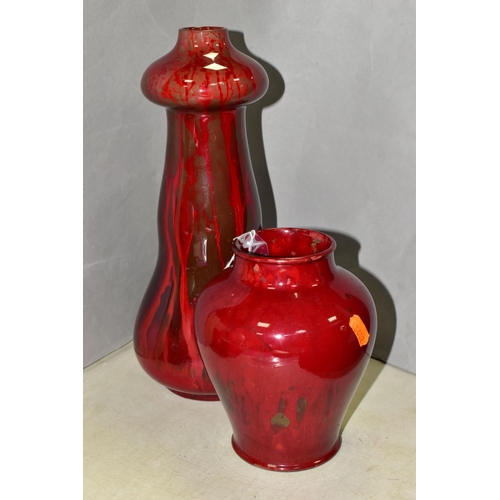 486 - TWO HOWSONS ART POTTERY VASES 1912-1915, comprising an unmarked vase of tapering form with a bulbous... 