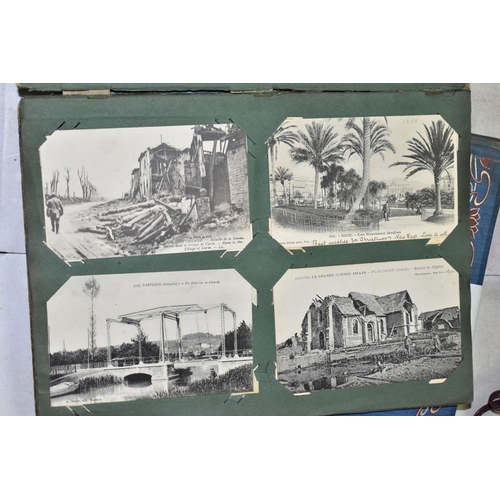 489 - POSTCARDS, three albums containing approximately 312 postcards, album one features early 20th centur... 