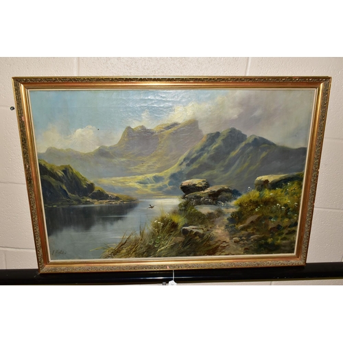 496 - DAVID HICKS (19TH / 20TH CENTURY) A SCOTTISH LANDSCAPE SCENE, depicting a footpath beside a Loch to ... 