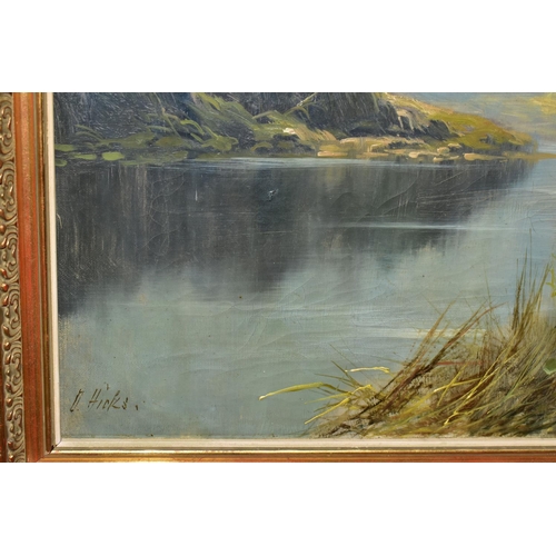 496 - DAVID HICKS (19TH / 20TH CENTURY) A SCOTTISH LANDSCAPE SCENE, depicting a footpath beside a Loch to ... 