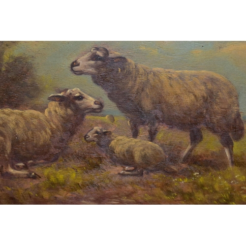 498 - ATTRIBUTED TO PAUL HENRY SCHOUTEN (1860-1922) A PASTORAL LANDSCAPE FEATURING SHEEP AND A LAMB, a lam... 