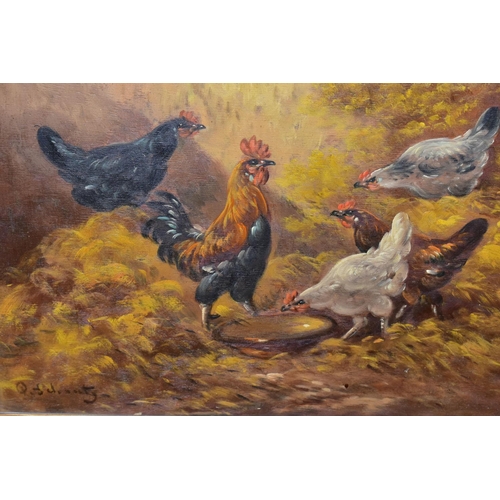 499 - ATTRIBUTED TO PAUL HENRY SCHOUTEN (1860-1922) A COCKEREL AND HENS, four hens and a cockerel are gath... 