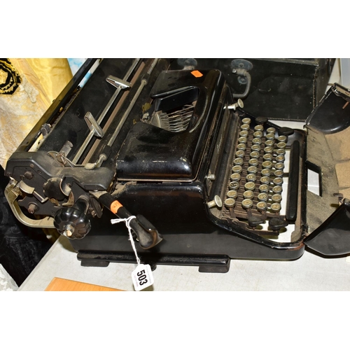 503 - OFFICE EQUIPMENT, an Everest model ST manual typewriter, made in Italy, a Lago Calc. Inc. electronic... 