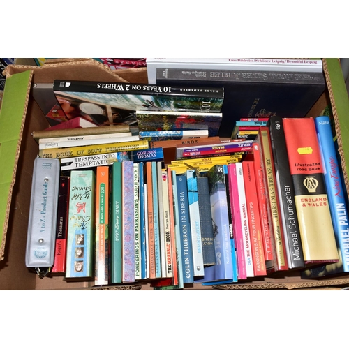 506 - THREE BOXES OF ASSORTED BOOKS, to include over fifty books, biographies, novels, general info, etc, ... 