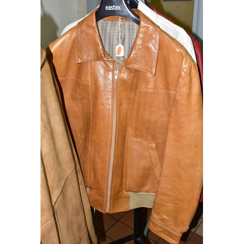 516 - FIVE VINTAGE JACKETS AND SIX BOXED PAIRS OF MEN'S SHOES, comprising a 1980s style tan coloured leath... 