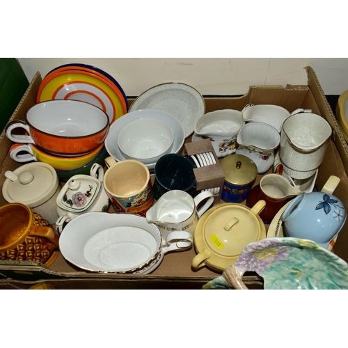 533 - FIVE BOXES AND LOOSE TEA WARES AND TABLE WARES ETC, to include Poole Pottery Twin Tone tea and coffe... 