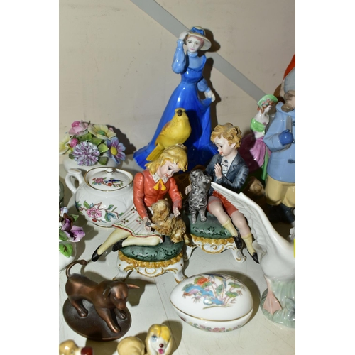 537 - A QUANTITY OF DECORATIVE CERAMICS ETC,  to include two Staffordshire style Red Riding Hood and Wolf ... 