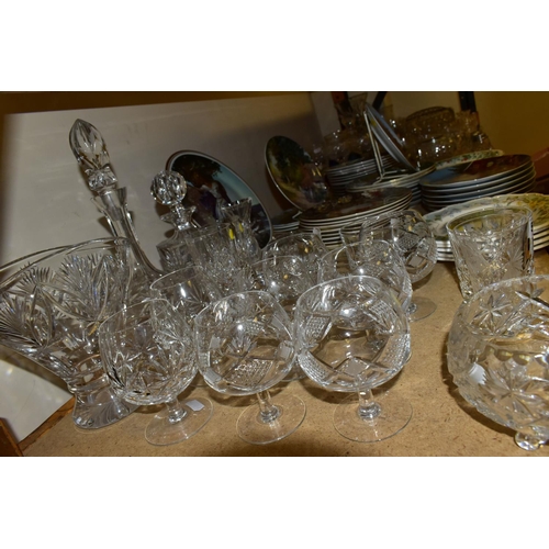 543 - A SMALL QUANTITY OF CUT GLASS AND ASSORTED COLLECTORS PLATES, cut glass includes a square decanter, ... 