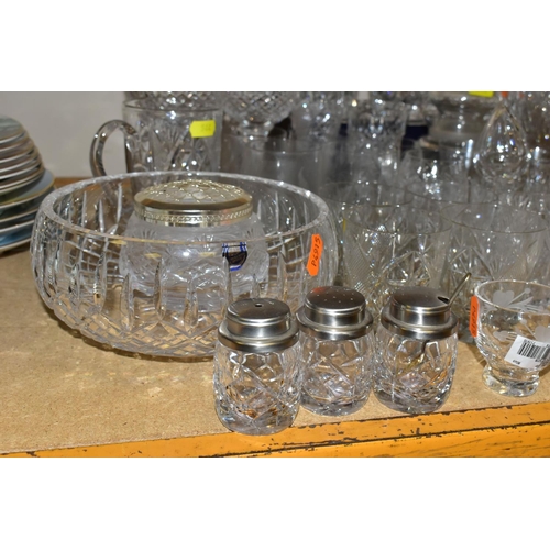 544 - A QUANTITY OF CUT GLASS ETC, to include a Stuart carafe, a pair of boxed Stuart whiskey tumblers, un... 