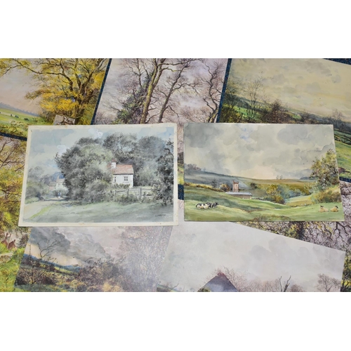 547 - THREE CECIL C. J. THORNTON WATERCOLOUR LANDSCAPES, comprising a pastoral landscape with cattle, shee... 