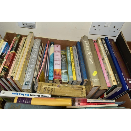 548 - SEVEN BOXES OF ASSORTED BOOKS, to include fourteen P.G Wodehouse titles published by Herbert Jenkins... 