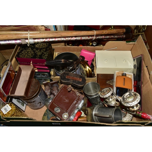 550 - FOUR BOXES AND LOOSE RECORDS, METALWARES, TYPEWRITER, TOYS AND SUNDRY ITEMS, to include approximatel... 