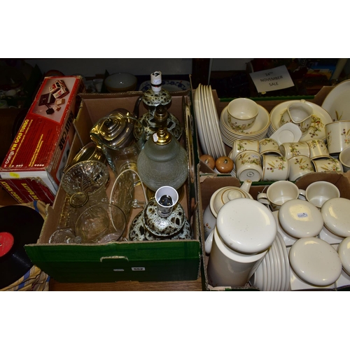 552 - FOUR BOXES AND LOOSE CERAMICS, LAMPS, PICTURES, RADIO CONTROLLED CAR AND SUNDRY ITEMS, to include a ... 