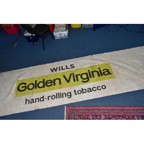 554 - A LARGE GOLDEN VIRGINIA HAND-ROLLING TOBACCO BANNER, measures 390cm x 111cm (1) (Condition report: g... 