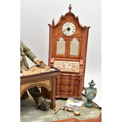 1127A - A CAPODIMONTE PORCELAIN TABLEAU 'THE CLOCK MAKER', sculpted by Mario Angela, modelled as a gentelamn... 