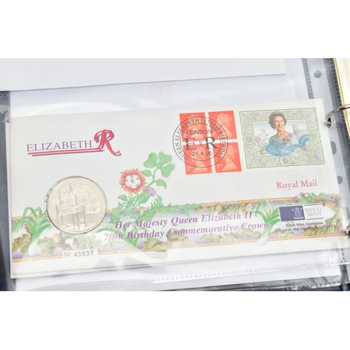 113 - FOUR ROYAL MAIL/ROYAL MINT PHILATELIC NUMISMATIC  ALBUMS, to include from 1995 through to 2019,1992 ... 