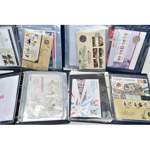 113 - FOUR ROYAL MAIL/ROYAL MINT PHILATELIC NUMISMATIC  ALBUMS, to include from 1995 through to 2019,1992 ... 