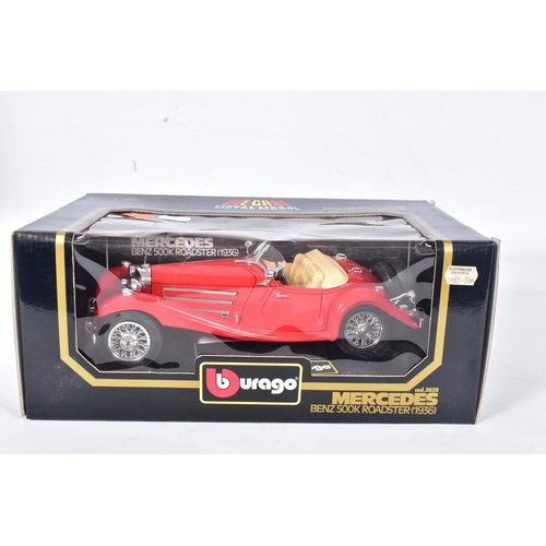 20 - NINE BOXED BBURAGO AND TONKA POLISTIL SPORTS CAR MODELS, all 1/18 scale, all appear largely complete... 