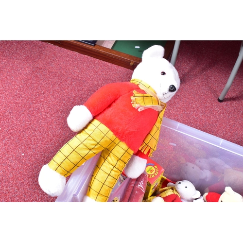 32 - A COLLECTION OF RUPERT THE BEAR AND FRIENDS SOFT TOYS AND COLLECTIBLES, to include a Holdall, assort... 