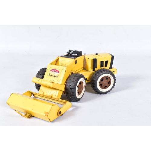 39 - THREE UNBOXED TONKA TOYS, Mighty Dump Truck, wheeled Loading Shovel and tracked Loading Shovel with ... 