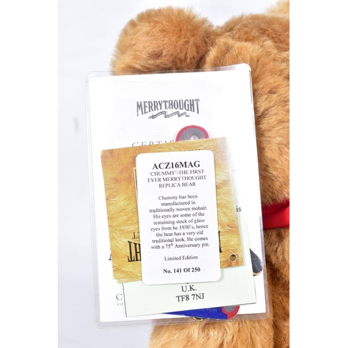 4 - AN UNBOXED MERRYTHOUGHT LIMITED EDITION REPLICA CHUMMY BEAR, No.ACZ16MAG, limited edition No.141 of ... 