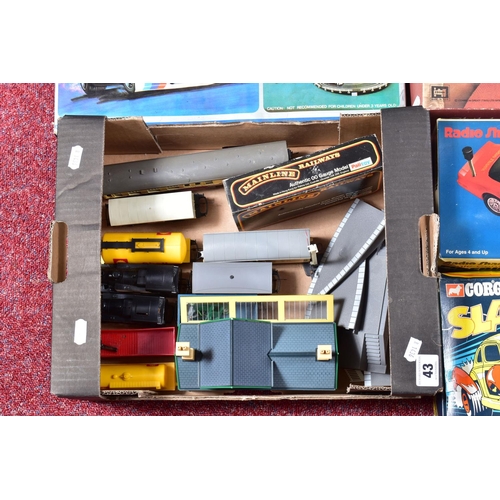 43 - A QUANTITY OF ASSORTED TOYS AND OO GAUGE MODEL RAILWAY ITEMS, boxed Corgi Toys Slam Bam Sam remote c... 