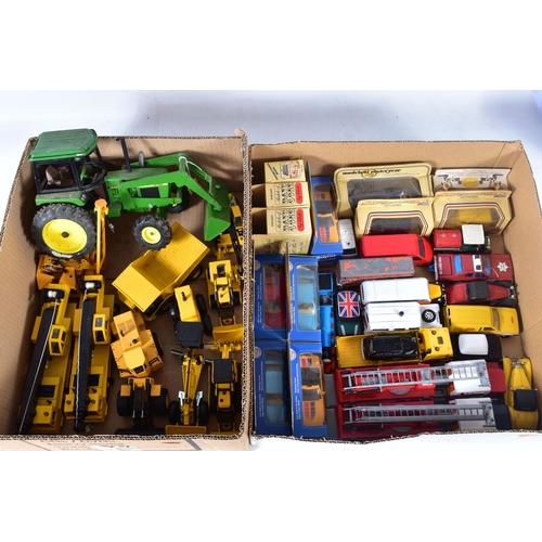 47 - A QUANTITY OF UNBOXED AND ASSORTED PLAYWORN DIECAST VEHICLES, to include a quantity of assorted heav... 