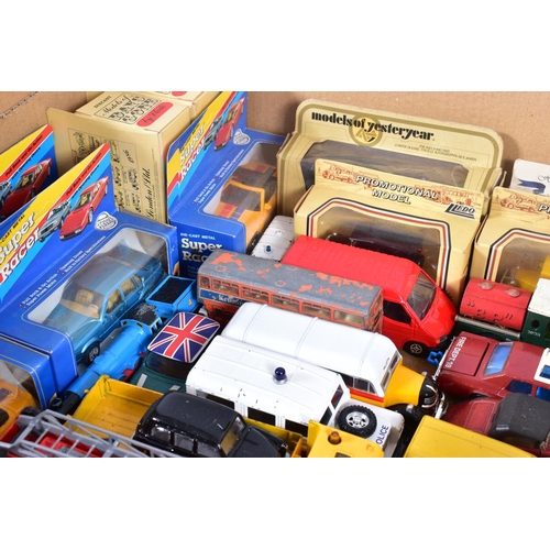 47 - A QUANTITY OF UNBOXED AND ASSORTED PLAYWORN DIECAST VEHICLES, to include a quantity of assorted heav... 