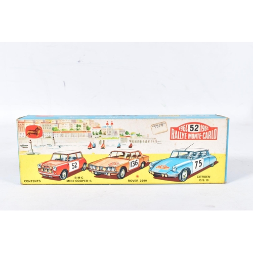 49 - A BOXED CORGI TOYS 1965 MONTE-CARLO RALLY GIFT SET, No.38, complete with three correct cars Mini Coo... 