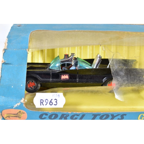 52 - A BOXED CORGI TOYS BATMOBILE AND BATBOAT GIFT SET, No.3, 1st issue, Batmobile, No.267 with Bat logo ... 