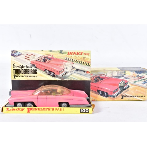 53 - A BOXED DINKY TOYS THUNDERBIRDS LADY PENELOPE'S FAB1, No.100,  earlier version with pink stripes to ... 